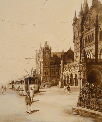 Golden Days of Bombay, 36''x 30'', Acrylic on canvas by Amar Shankardas