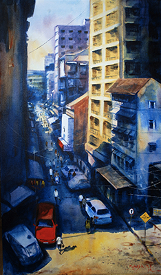 Play Light & Shade, 42 x 24, Acrylic on Canvas  by Mahesh Karambele