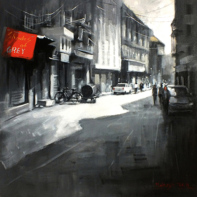Street, 30 x 43, Acrylic on Canvas  by Mahesh Karambele
