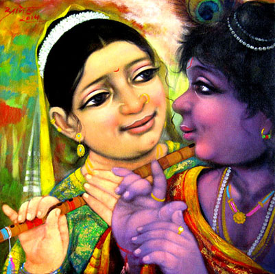                             Krishna, 18 x 18, Acrylic on Canvas by Pramod Apet
                        