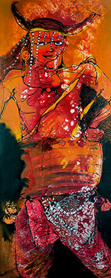 Broken Wings and Brazen Valley - 3, 24 x 60, Acrylic on Canvas by Dr. Rekha K Rana