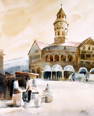 Morning Crowford, 12''x 14'', Water Colour on Paper by Amar Shankardas