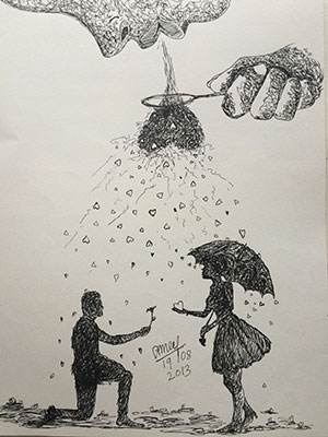 Phase of Love, Pen & Ink by Amey Parab