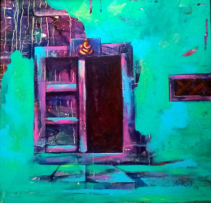 Door - 77, 24 x 24, Mix Media on Canvas by Ankur Bhatt