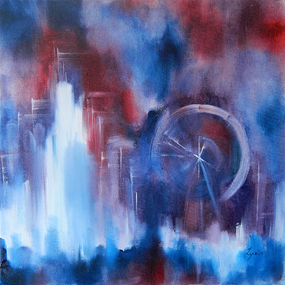                             London Hour, Oil on Canvas by Lynn Hilloowala
                        