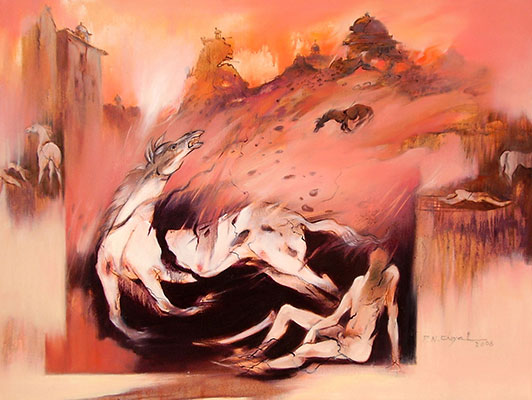 Dissolving Past, 47 x 35, Oil on Canvas  by P.N. Choyal