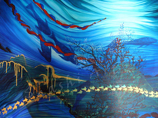 When the ocean bleeds - The Planet bleeds, 30 x 36, Acrylic on Canvas by Shashi Thakur